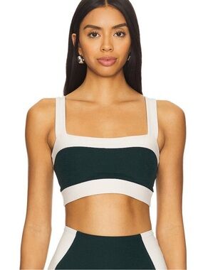 Beyond Yoga Colorblock Crop Bra - Spruce Green/Eggshell Size M